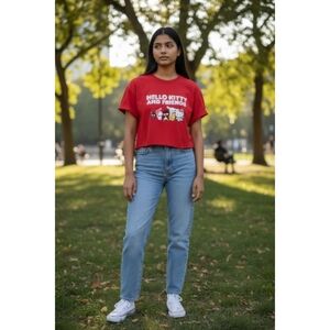 Hybrid Apparel Red Hello Kitty Cropped Tee( 5 For $20 Item)
